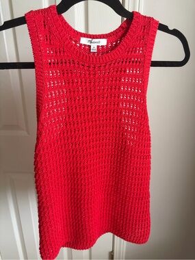 Madewell Bright Red Crochet Sleeveless Top